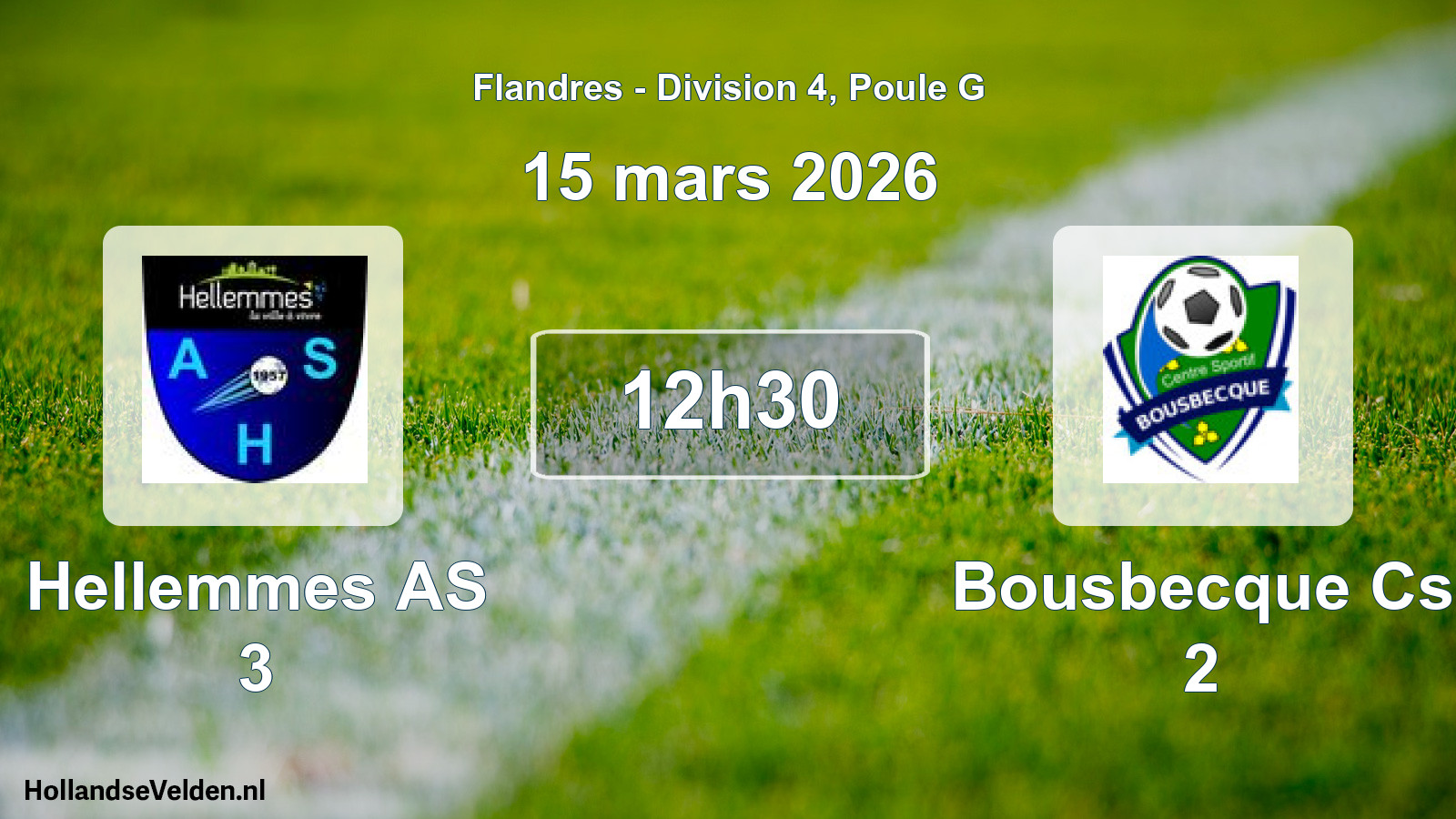Geplande wedstrijd: Hellemmes AS 3 - Bousbecque Cs 2 (15 maart 2026)