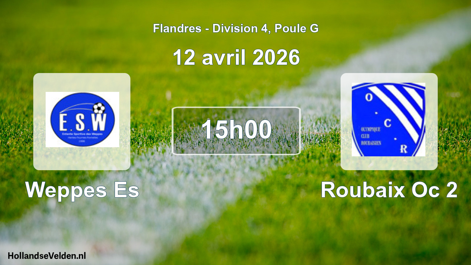 Match programmé: Weppes Es - Roubaix Oc 2 (12 avril 2026)