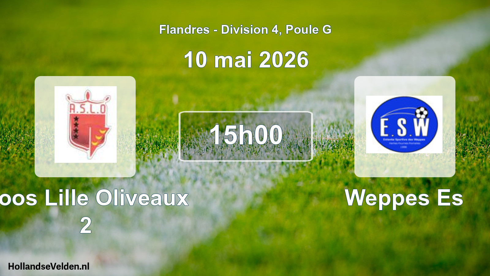Match programmé: Loos Lille Oliveaux 2 - Weppes Es (10 mai 2026)
