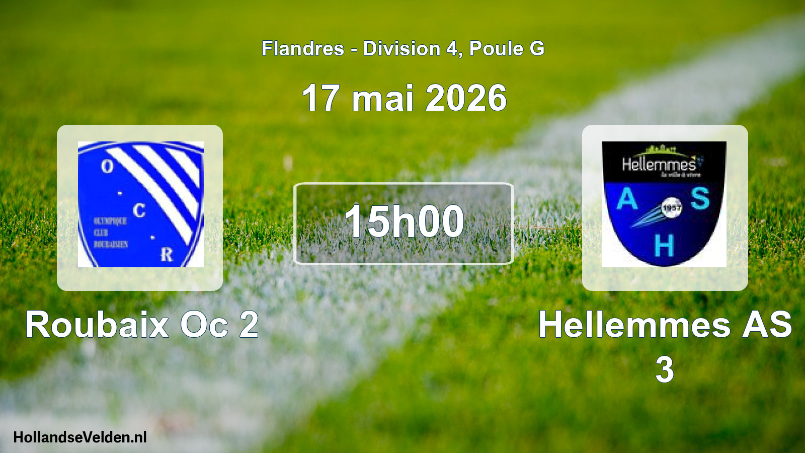 Match programmé: Roubaix Oc 2 - Hellemmes AS 3 (17 mai 2026)