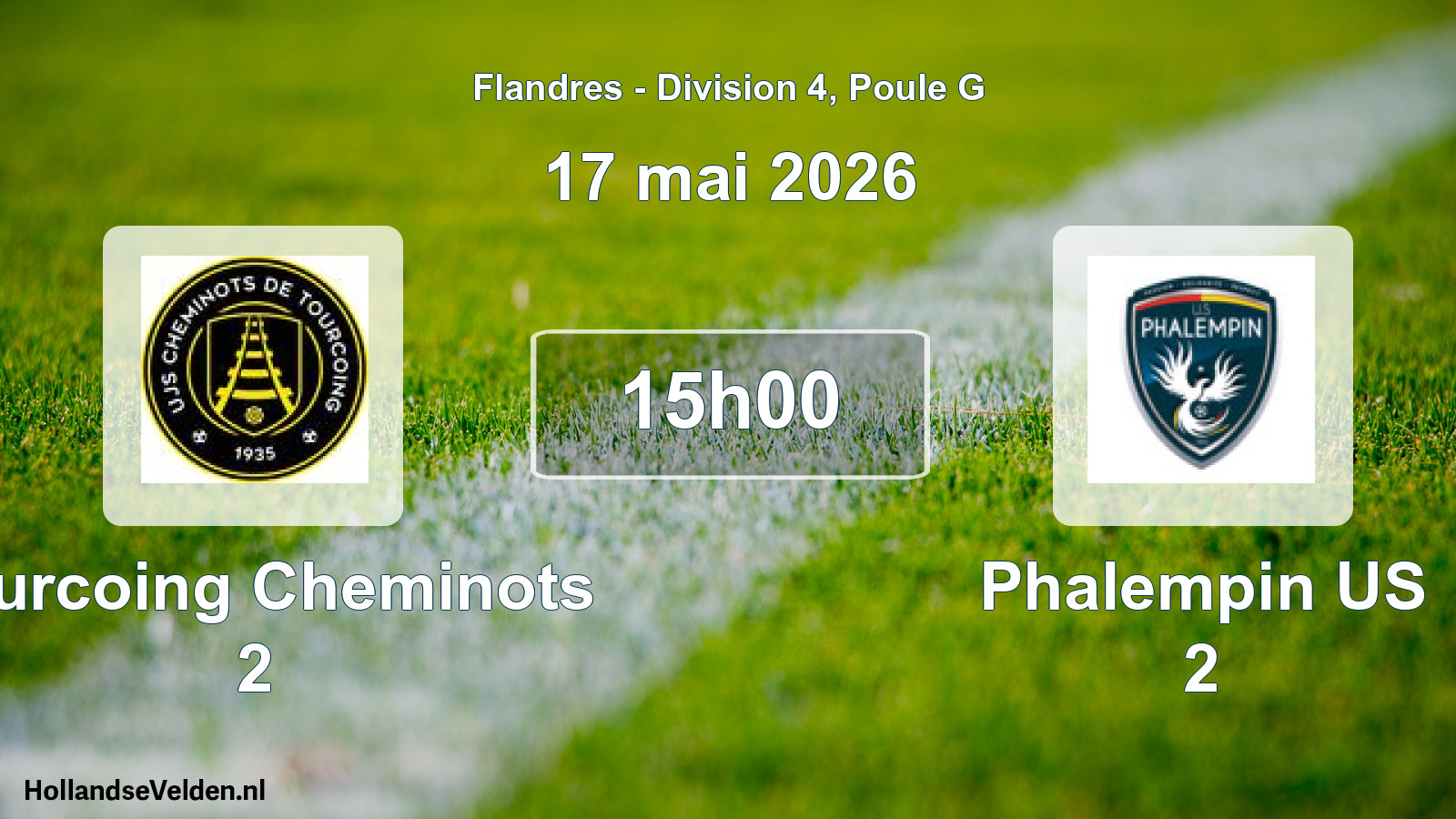 Match programmé: Tourcoing Cheminots 2 - Phalempin US 2 (17 mai 2026)