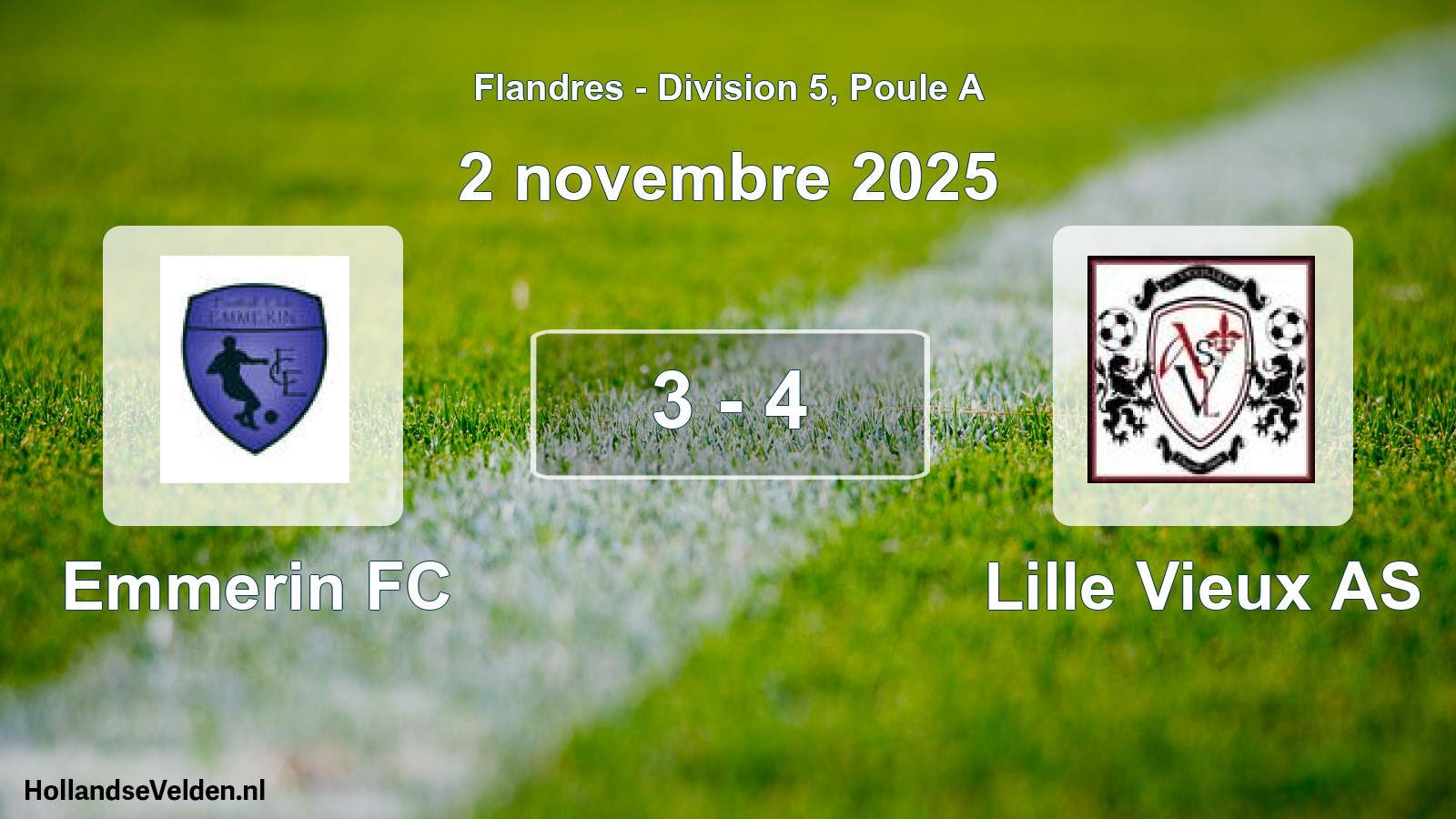 Gespeelde wedstrijd: Emmerin FC - Lille Vieux AS 3 - 4 (2 november 2025)