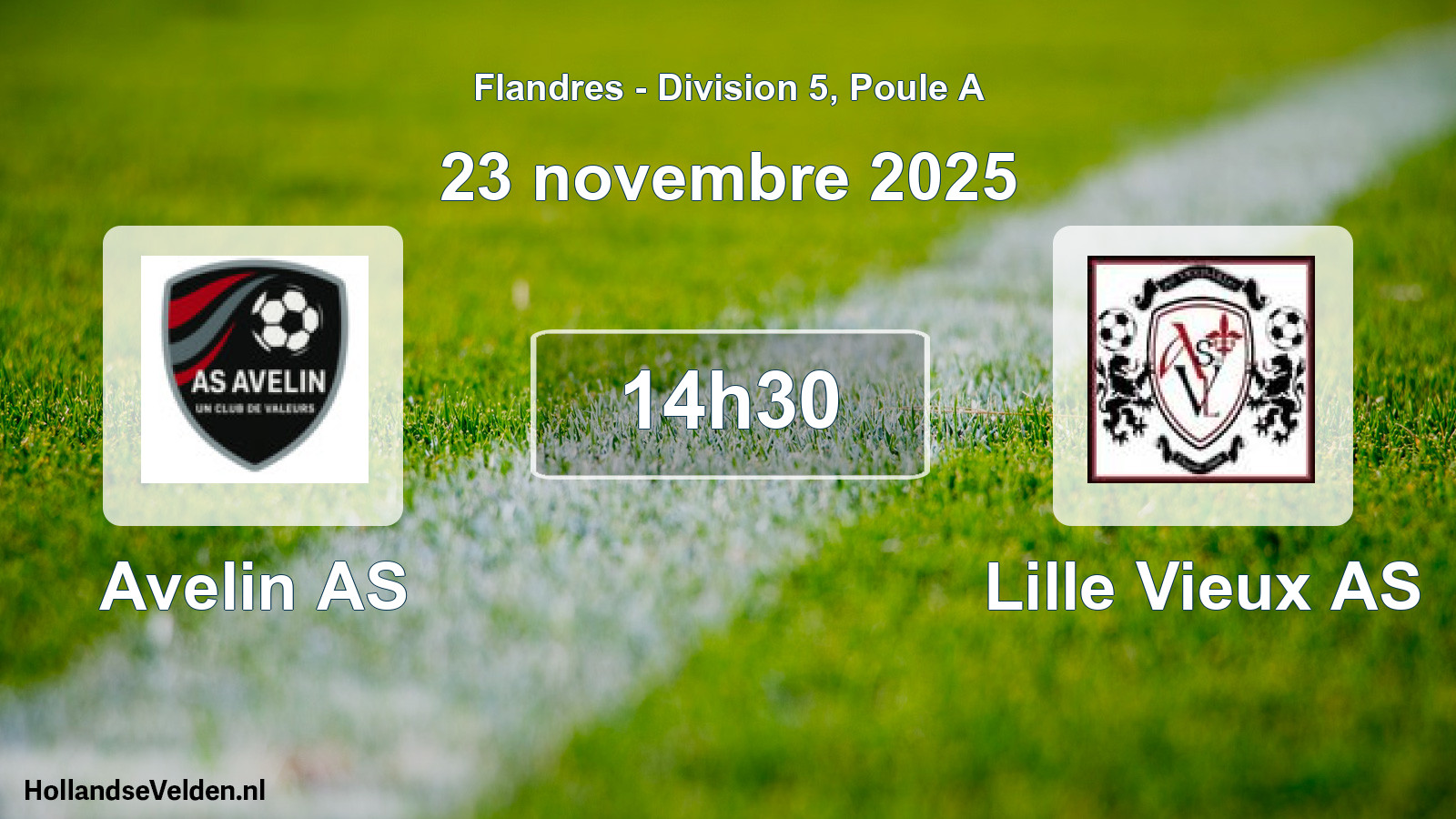 Match programmé: Avelin AS - Lille Vieux AS (23 novembre 2025)