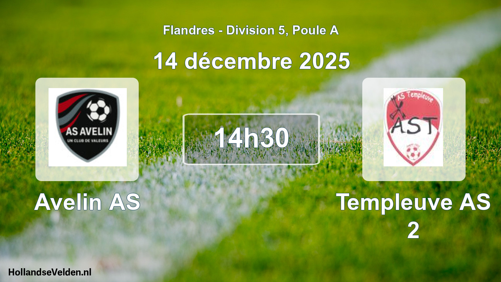 Geplande wedstrijd: Avelin AS - Templeuve AS 2 (14 december 2025)