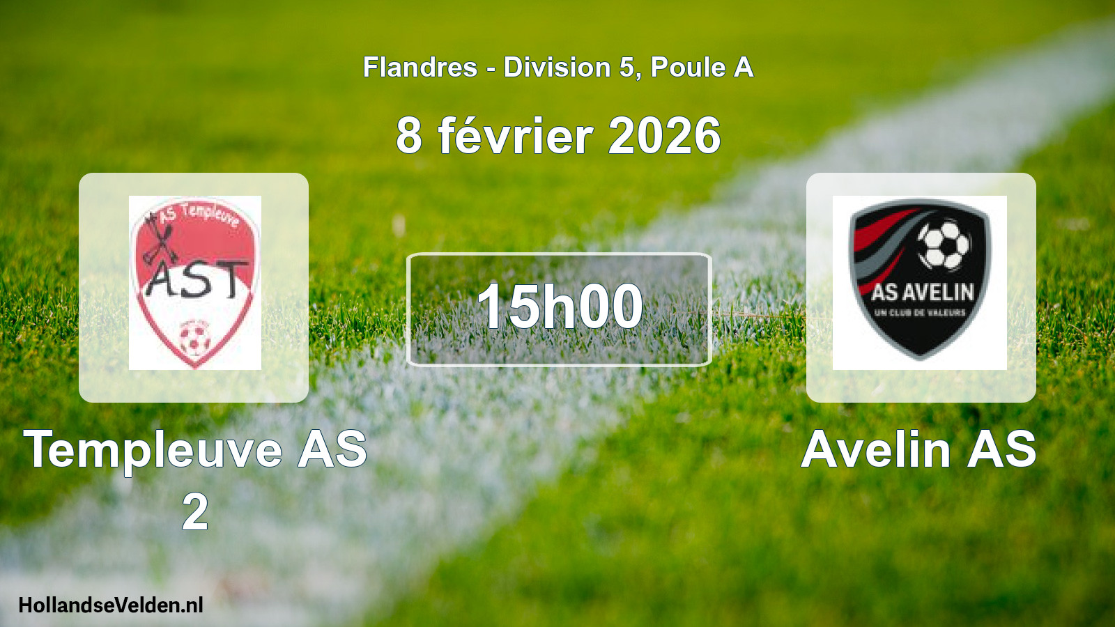 Match programmé: Templeuve AS 2 - Avelin AS (8 février 2026)