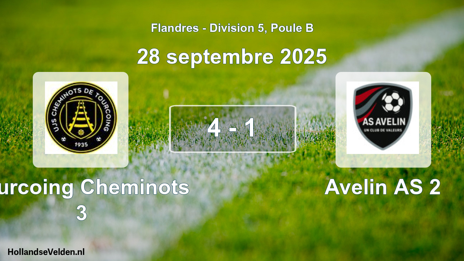 Total number of matches played: Tourcoing Cheminots 3 - Avelin AS 2 4 - 1 (28 September 2025)