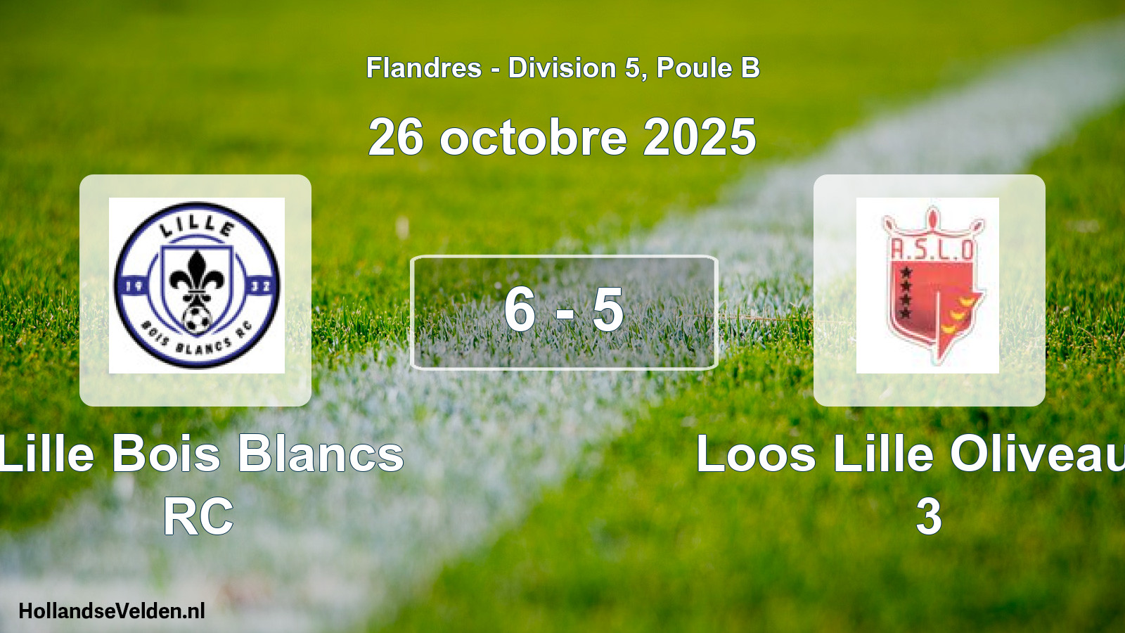 Match joué: Lille Bois Blancs RC - Loos Lille Oliveaux 3 6 - 5 (26 octobre 2025)