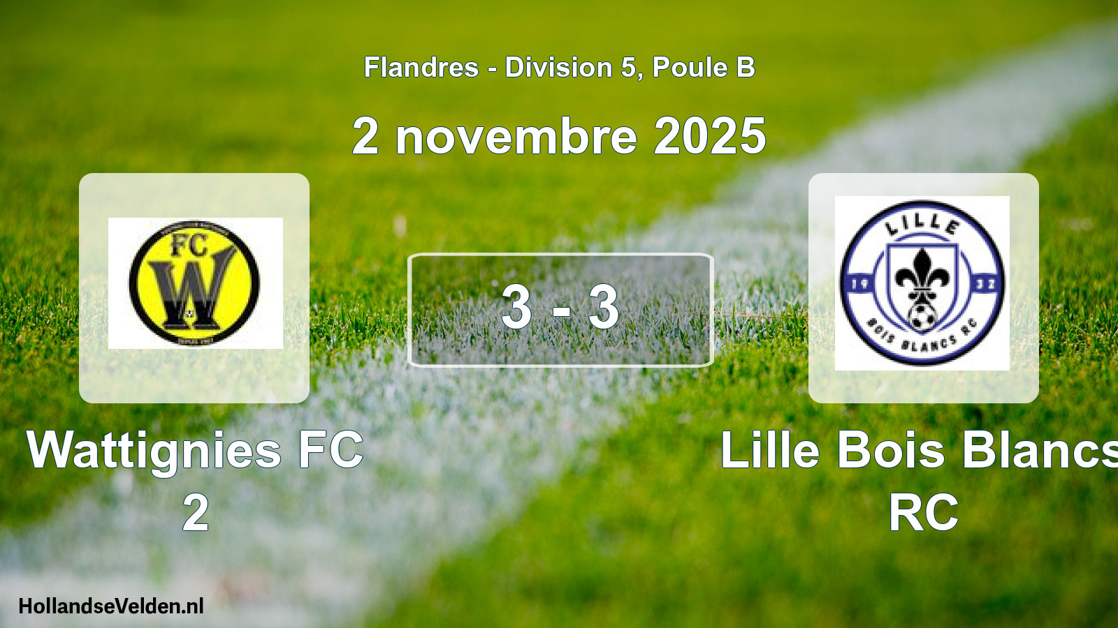 Match joué: Wattignies FC 2 - Lille Bois Blancs RC 3 - 3 (2 novembre 2025)