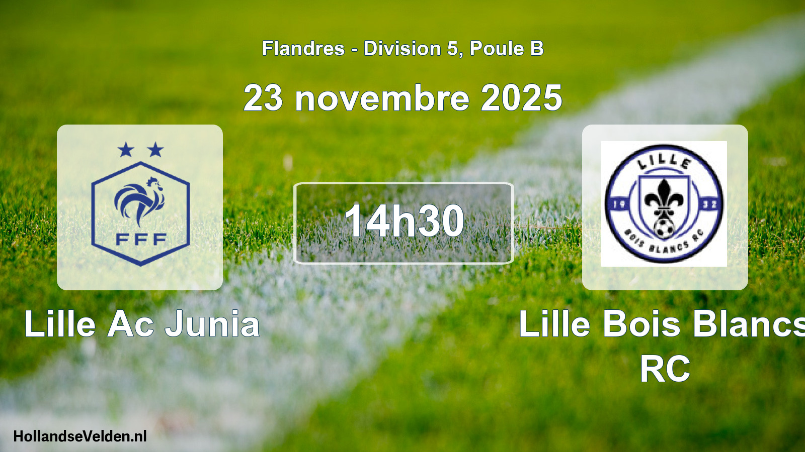 Geplande wedstrijd: Lille Ac Junia - Lille Bois Blancs RC (23 november 2025)