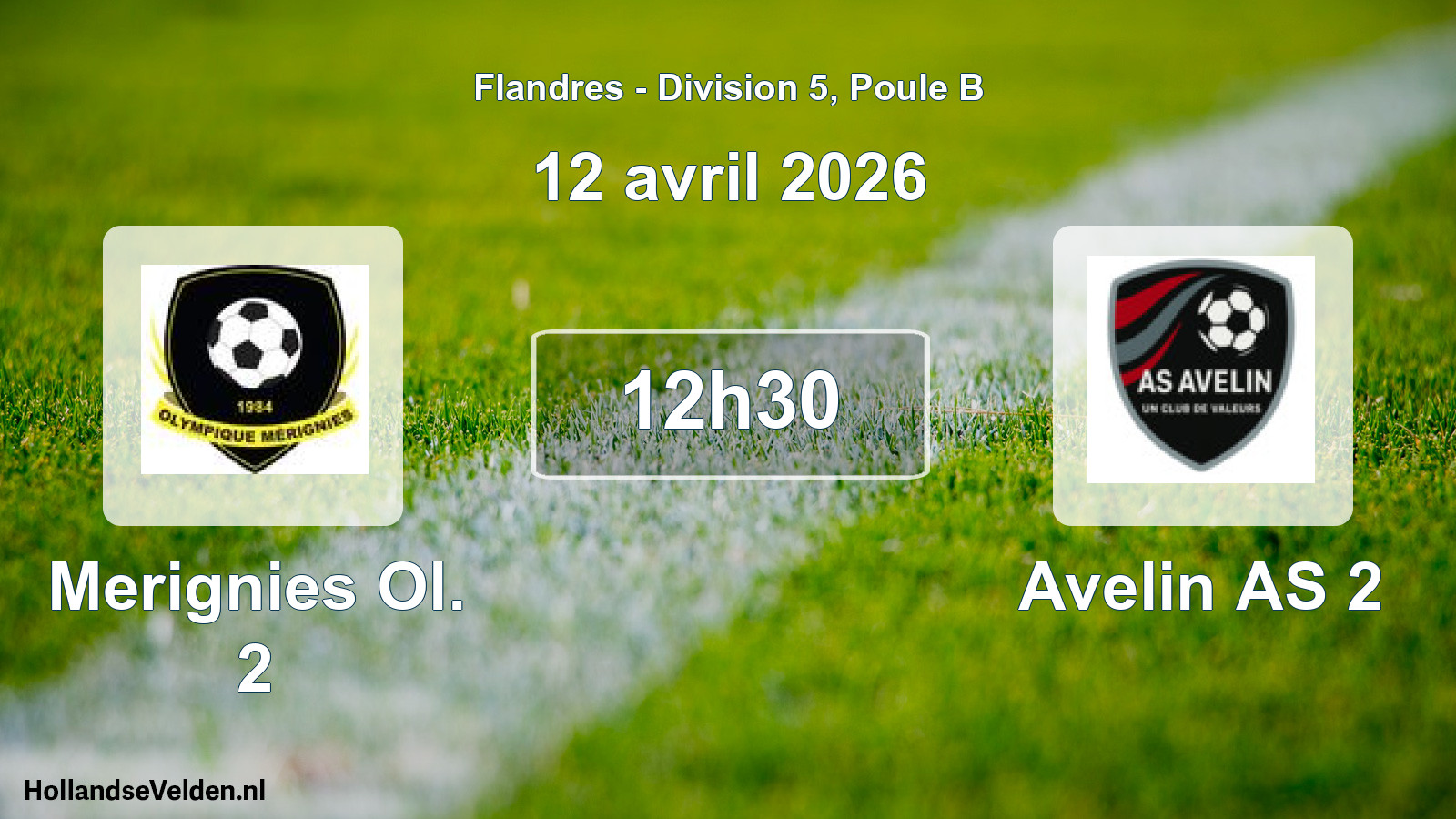 Match programmé: Merignies Ol. 2 - Avelin AS 2 (12 avril 2026)