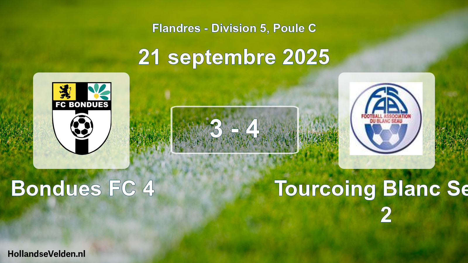 Gespeelde wedstrijd: Bondues FC 4 - Tourcoing Blanc Seau 2 3 - 4 (21 september 2025)