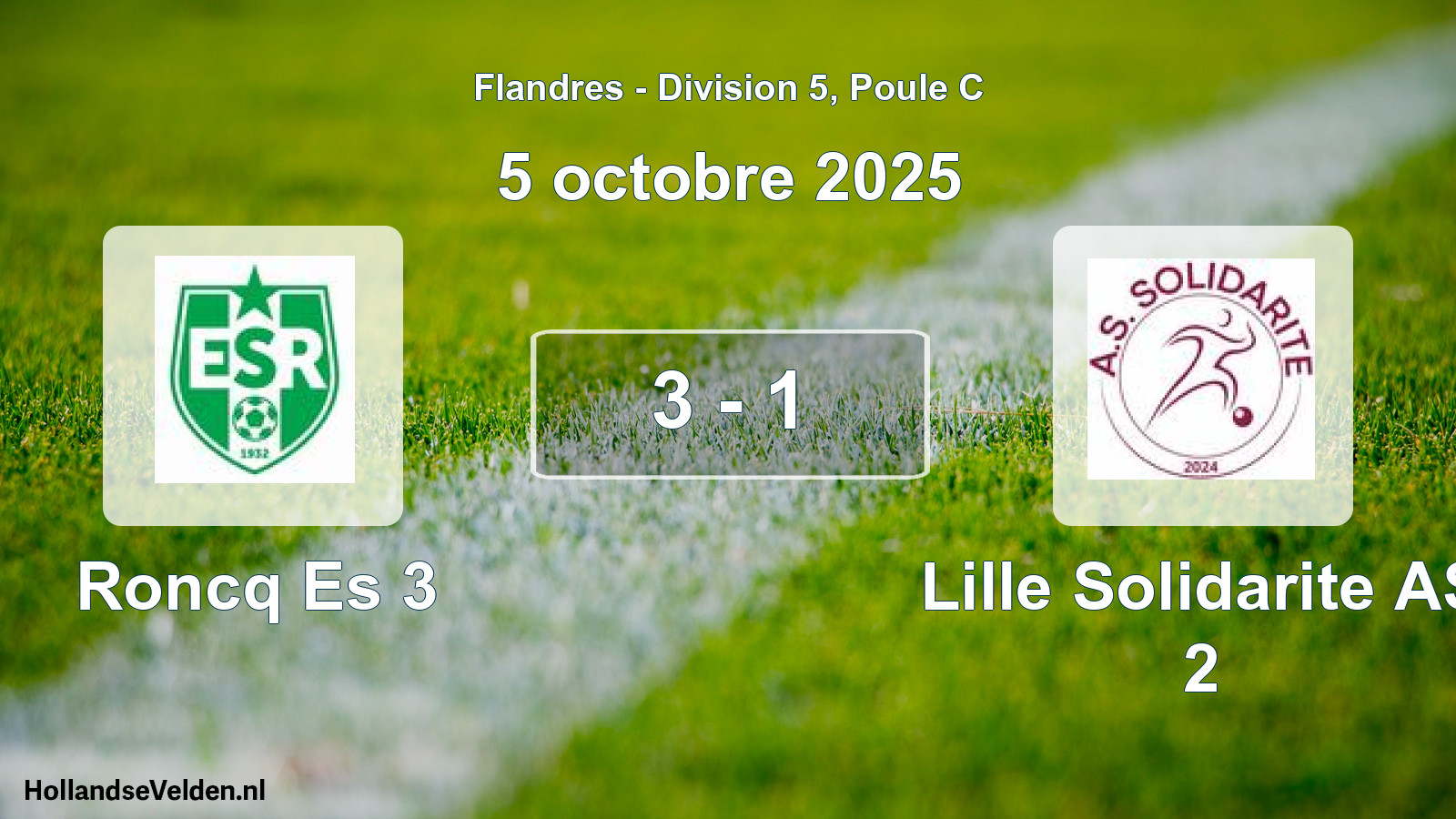 Match joué: Roncq Es 3 - Lille Solidarite AS 2 3 - 1 (5 octobre 2025)