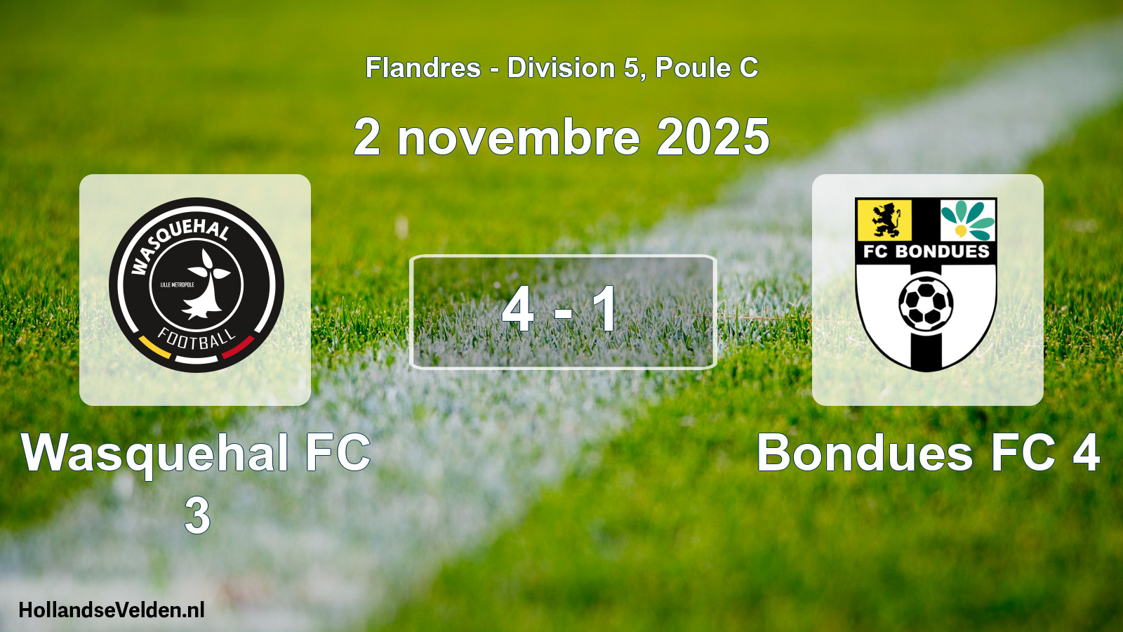 Gespeelde wedstrijd: Wasquehal FC 3 - Bondues FC 4 4 - 1 (2 november 2025)