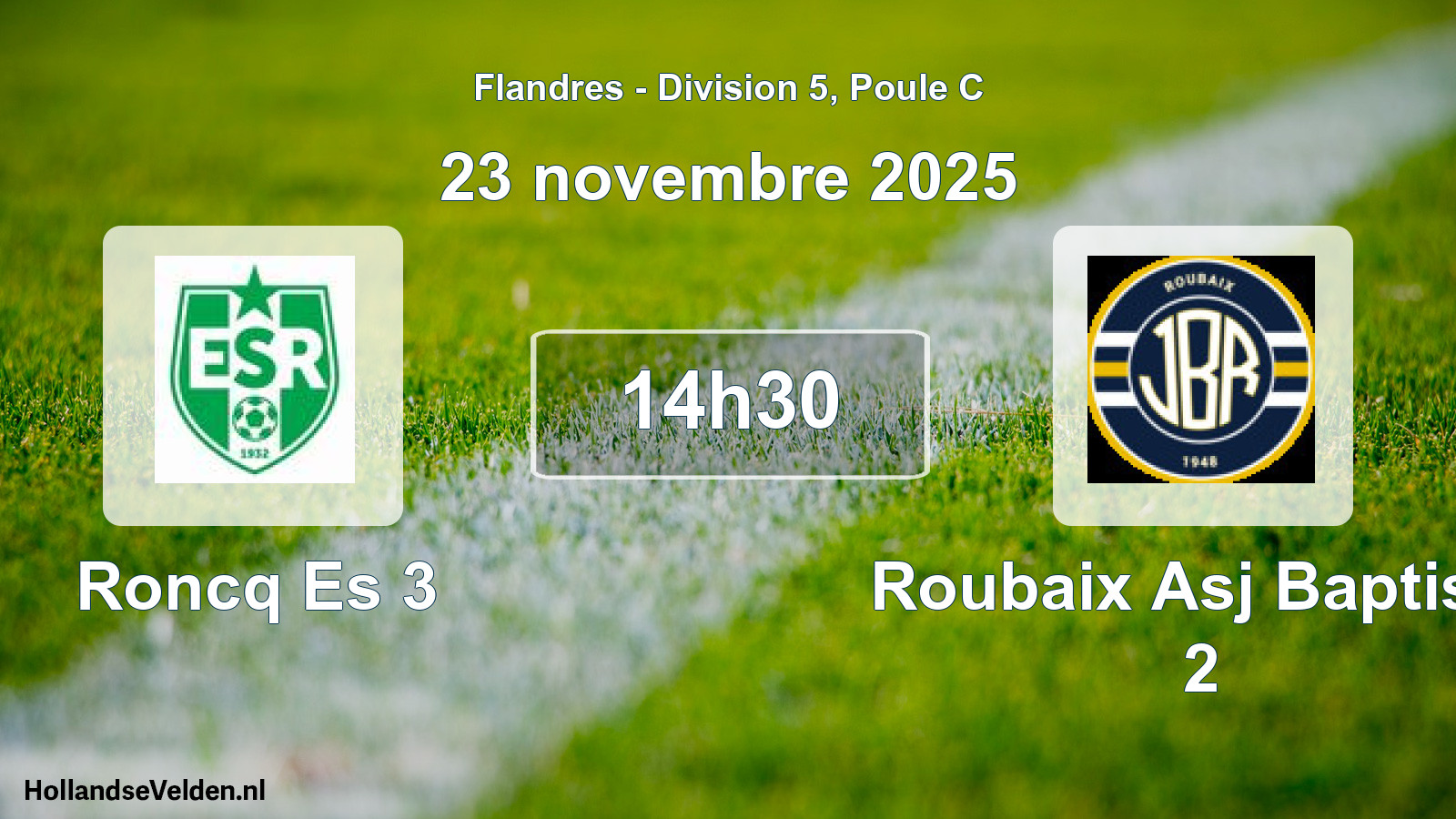 Match programmé: Roncq Es 3 - Roubaix Asj Baptiste 2 (23 novembre 2025)