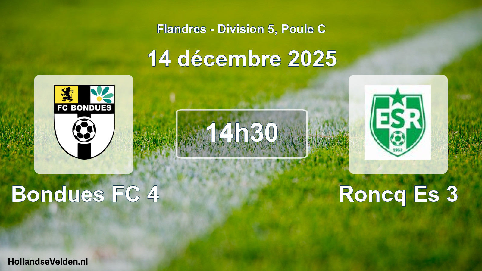 Geplande wedstrijd: Bondues FC 4 - Roncq Es 3 (14 december 2025)