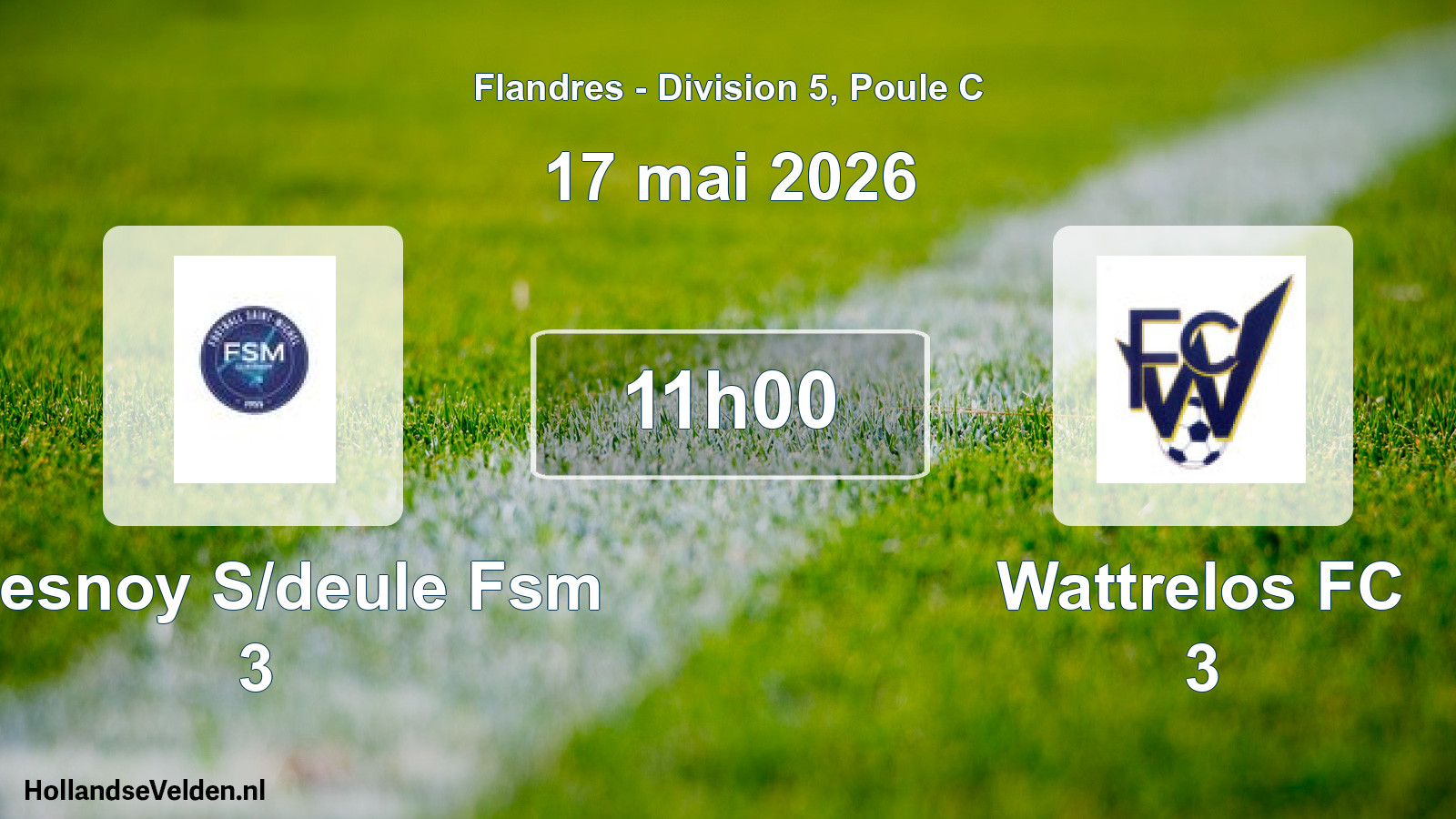Match programmé: Quesnoy S/deule Fsm 3 - Wattrelos FC 3 (17 mai 2026)