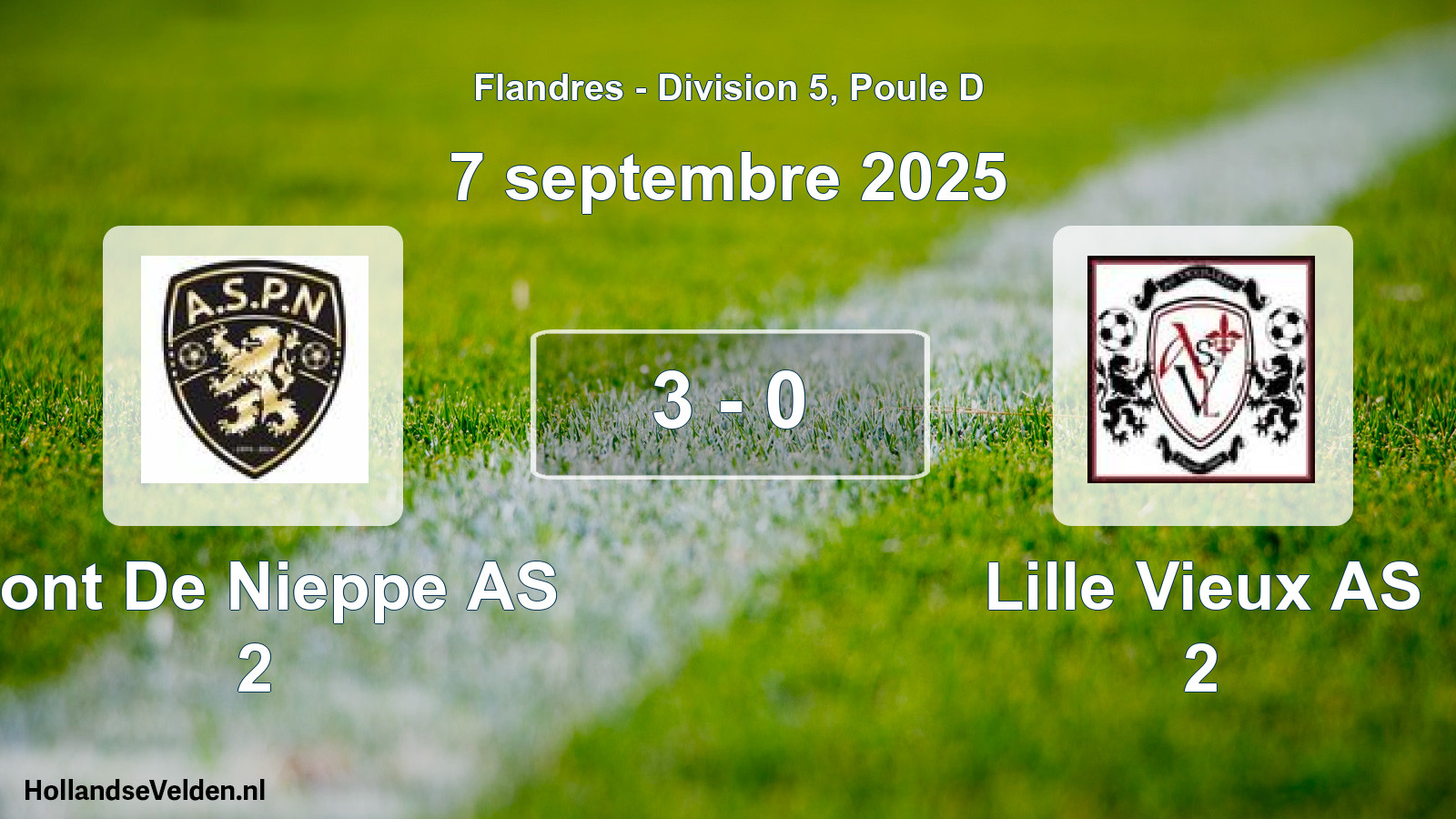 Match joué: Pont De Nieppe AS 2 - Lille Vieux AS 2 3 - 0 (7 septembre 2025)