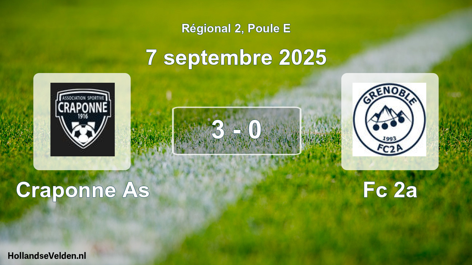 Gespeelde wedstrijd: Craponne As - Fc 2a 3 - 0 (7 septembre 2025)