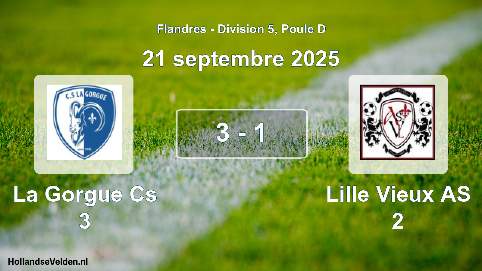 Match joué: La Gorgue Cs 3 - Lille Vieux AS 2 3 - 1 (21 septembre 2025)