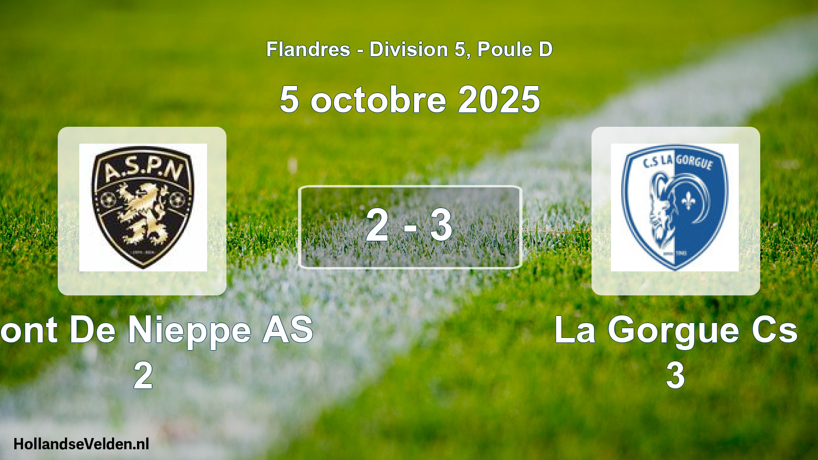 Gespeelde wedstrijd: Pont De Nieppe AS 2 - La Gorgue Cs 3 2 - 3 (5 oktober 2025)