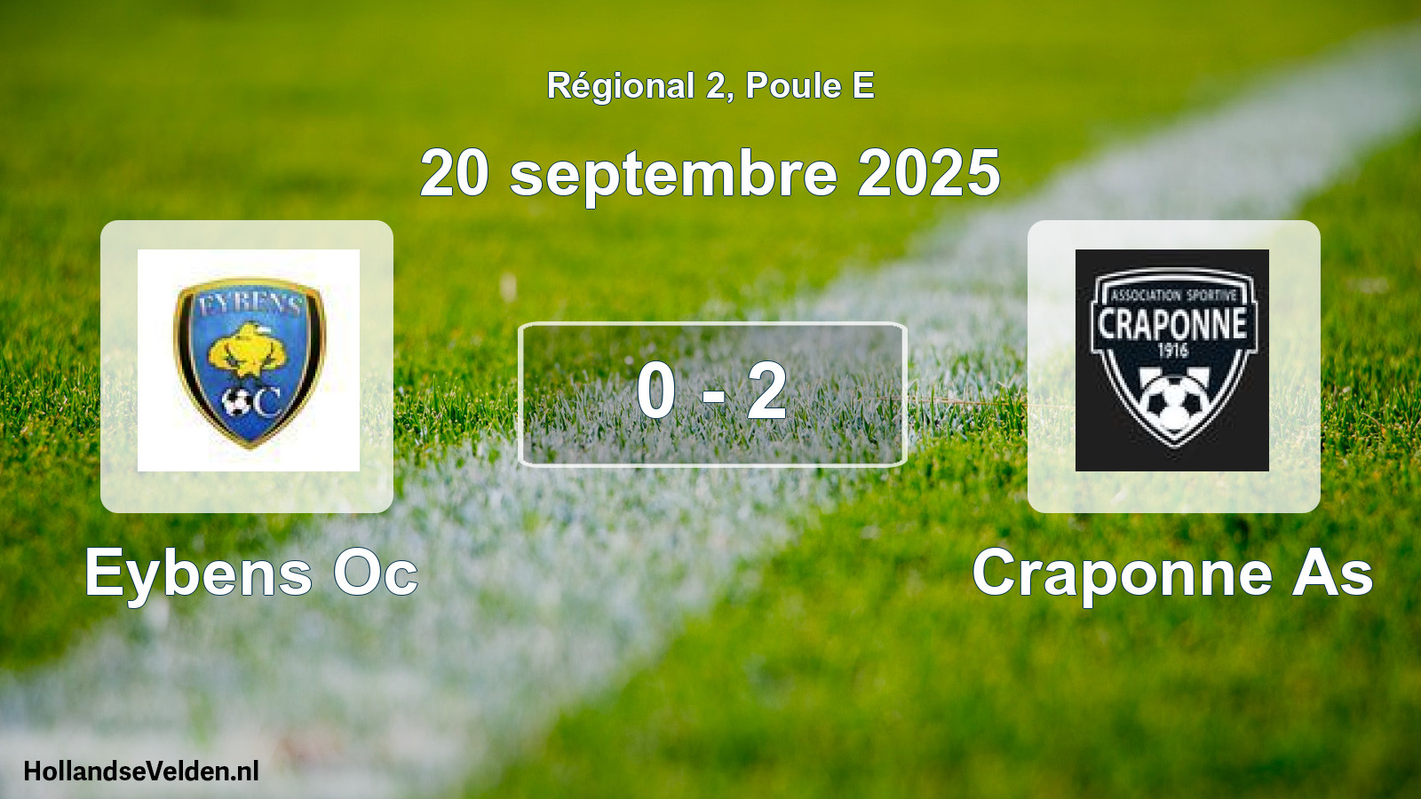 Gespeelde wedstrijd: Eybens Oc - Craponne As 0 - 2 (20 septembre 2025)