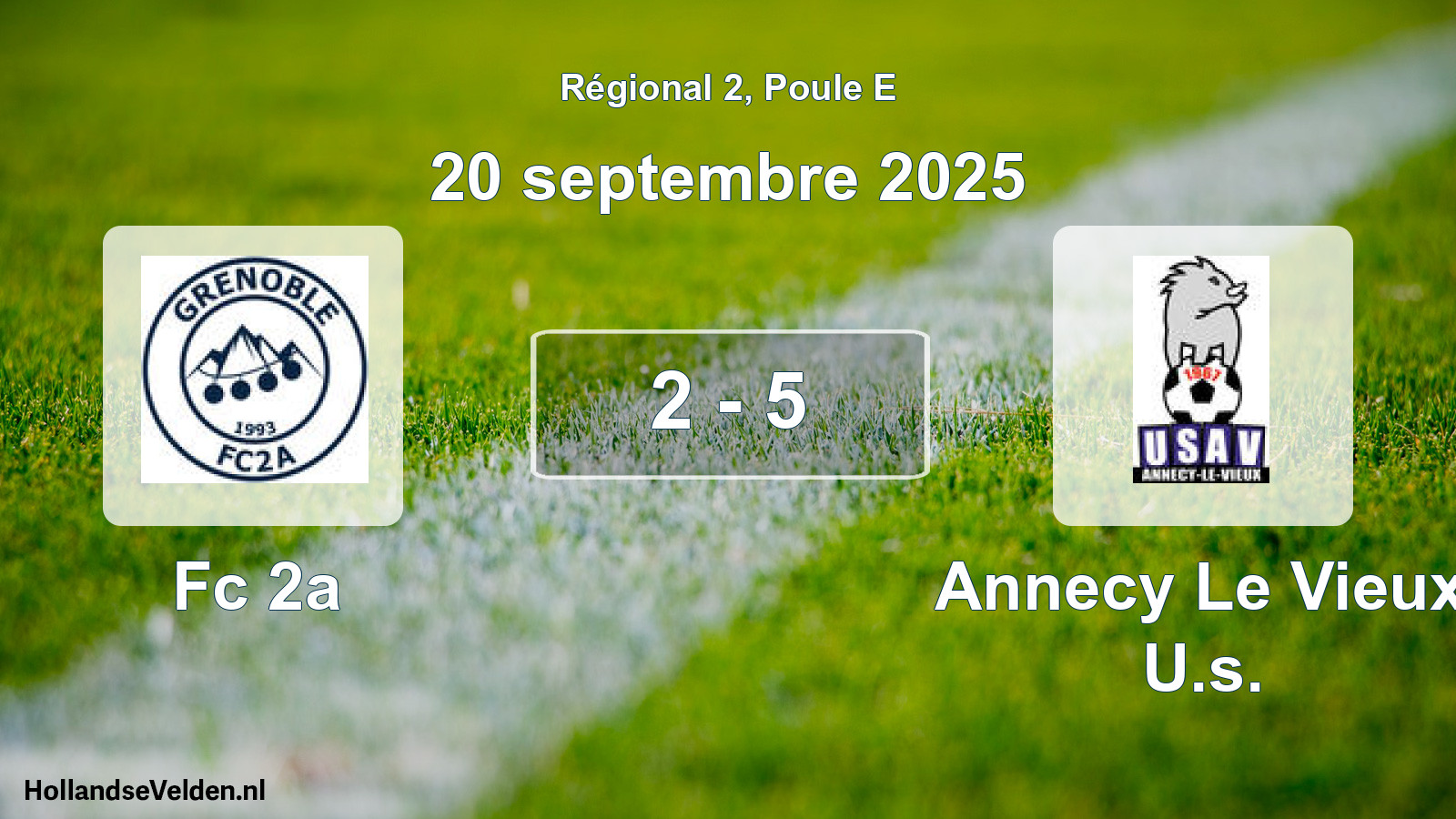 Gespeelde wedstrijd: Fc 2a - Annecy Le Vieux U.s. 2 - 5 (20 september 2025)