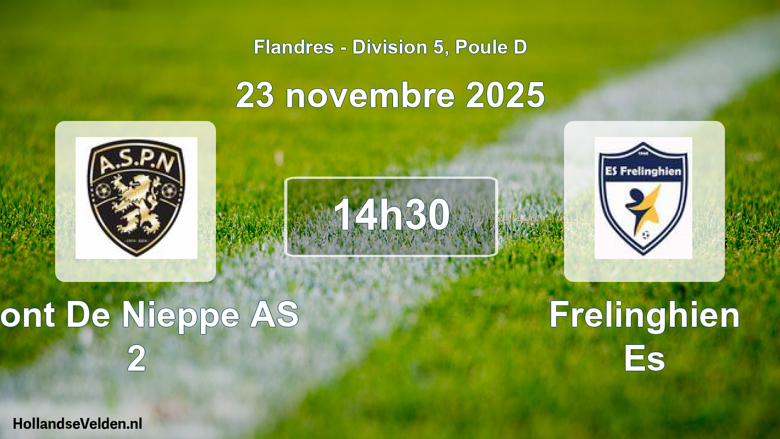 Match programmé: Pont De Nieppe AS 2 - Frelinghien Es (23 novembre 2025)