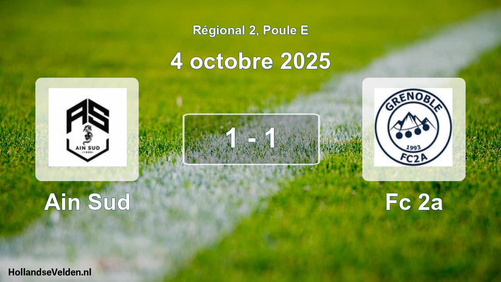 Gespeelde wedstrijd: Ain Sud - Fc 2a 1 - 1 (4 octobre 2025)