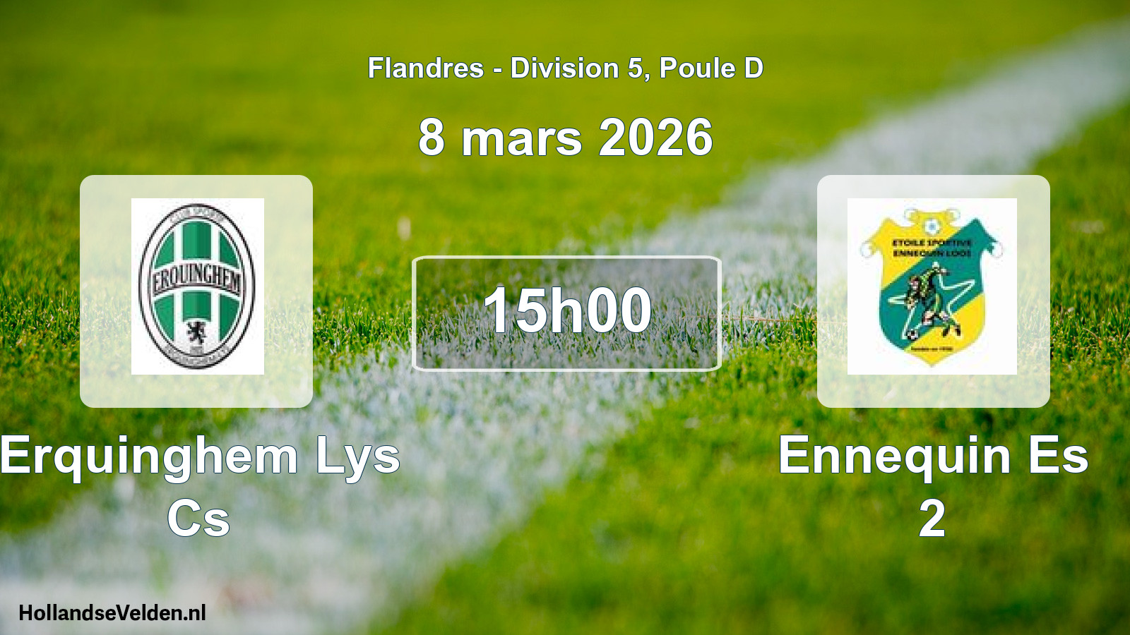 Match programmé: Erquinghem Lys Cs - Ennequin Es 2 (8 mars 2026)