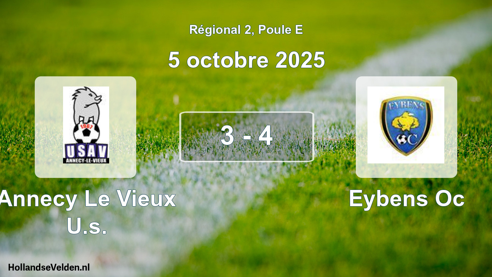 Total number of matches played: Annecy Le Vieux U.s. - Eybens Oc 3 - 4 (5 October 2025)