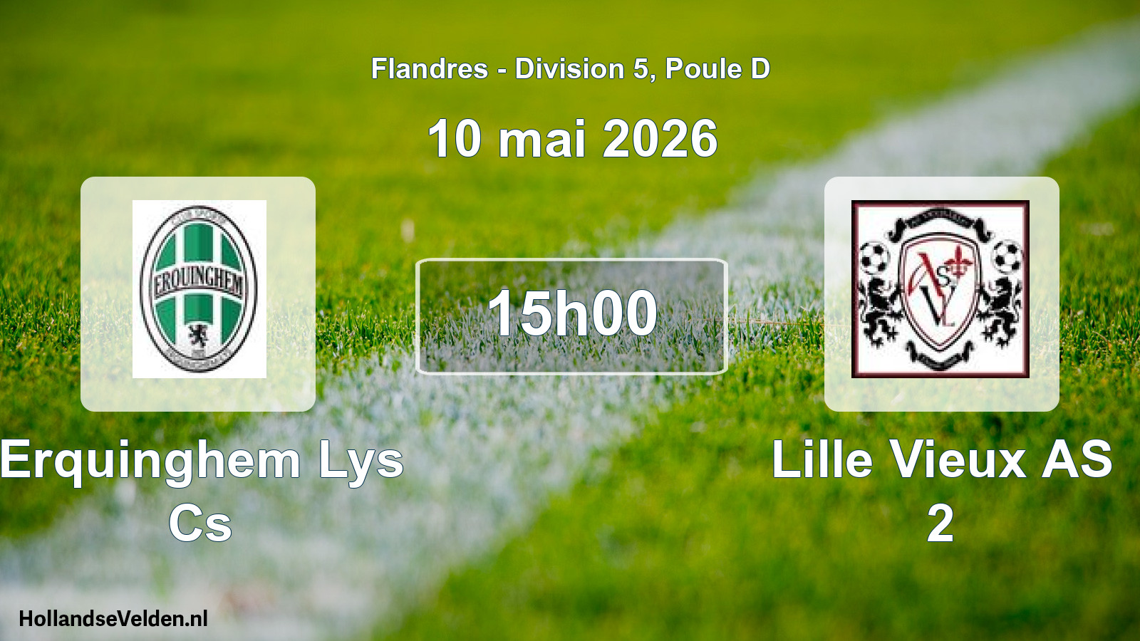 Match programmé: Erquinghem Lys Cs - Lille Vieux AS 2 (10 mai 2026)