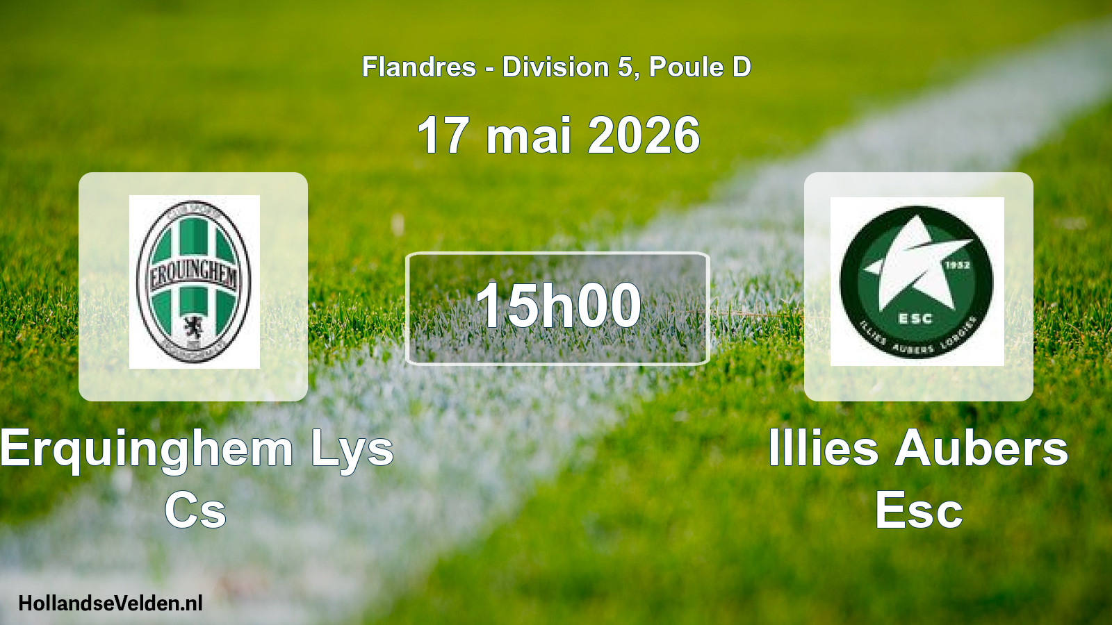 Match programmé: Erquinghem Lys Cs - Illies Aubers Esc (17 mai 2026)
