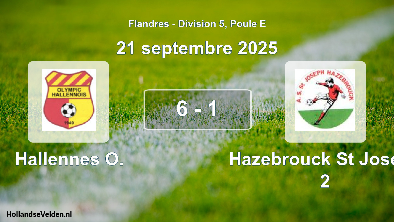 Gespeelde wedstrijd: Hallennes O. - Hazebrouck St Joseph 2 6 - 1 (21 september 2025)