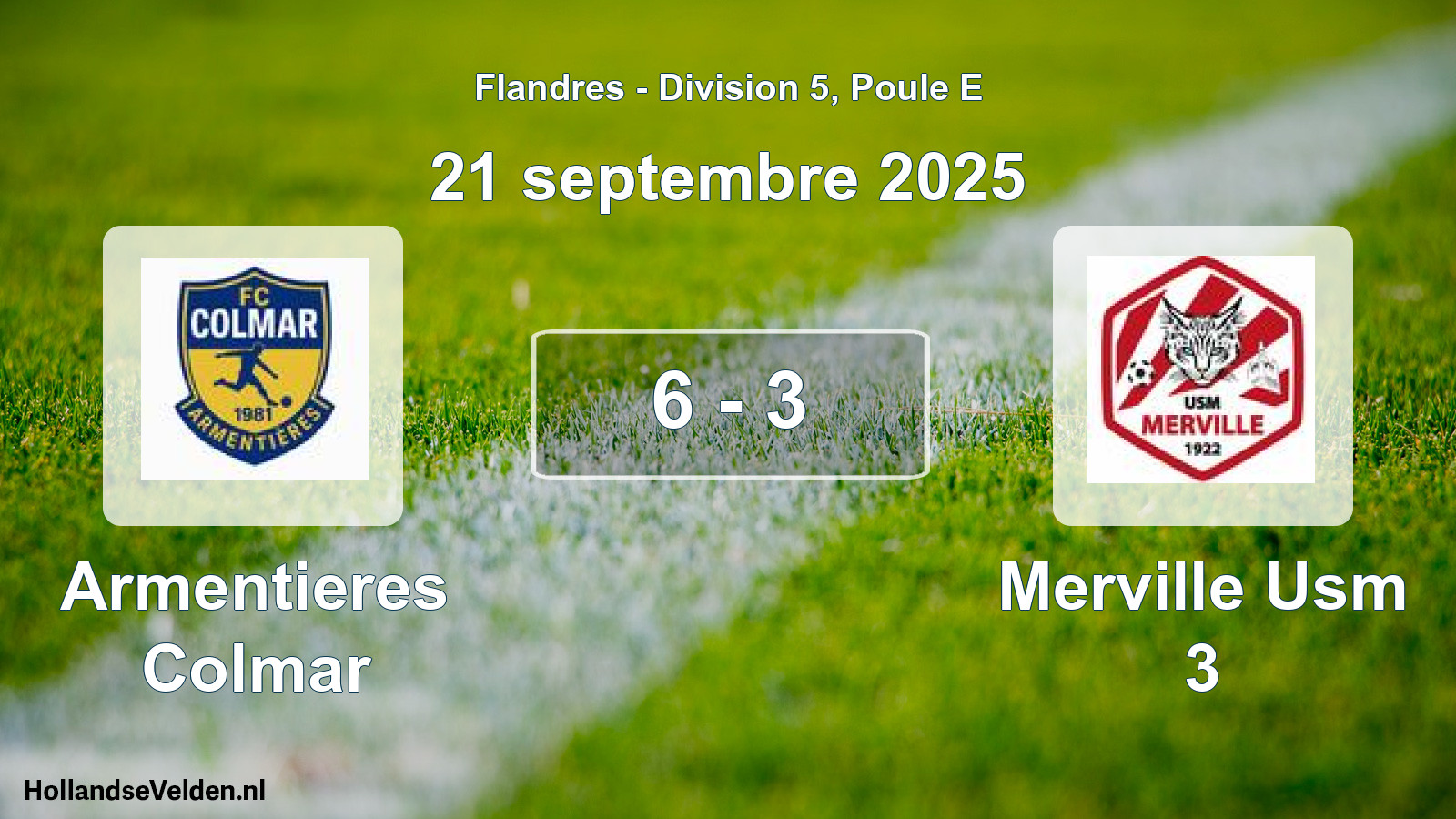 Gespeelde wedstrijd: Armentieres Colmar - Merville Usm 3 6 - 3 (21 september 2025)