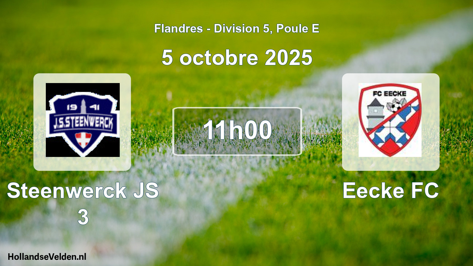 Match programmé: Steenwerck JS 3 - Eecke FC (5 octobre 2025)