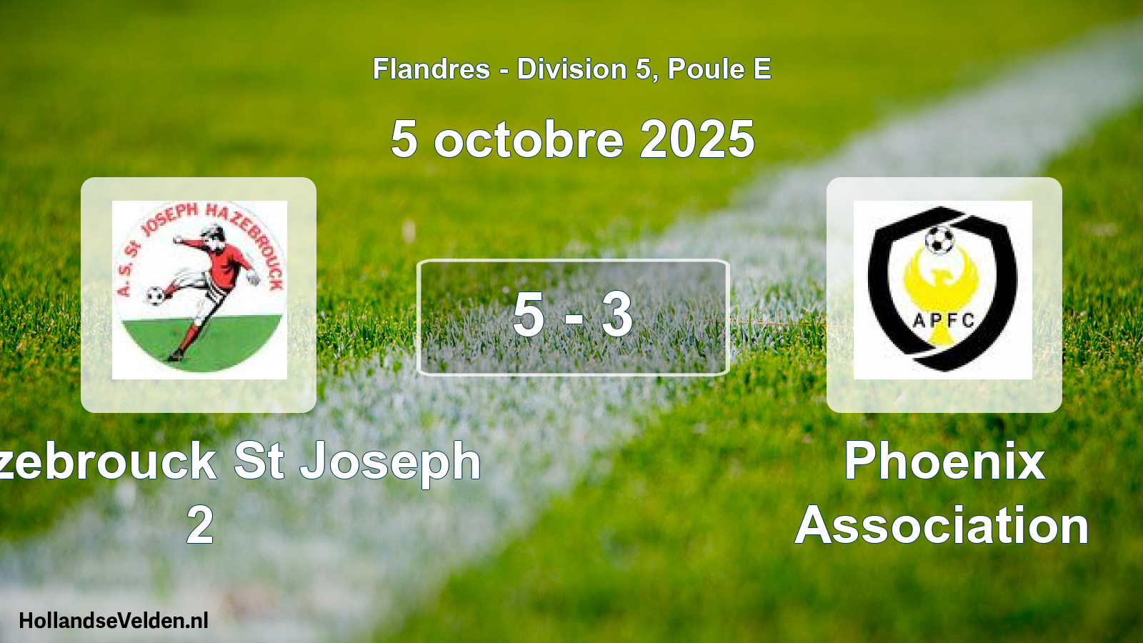 Match joué: Hazebrouck St Joseph 2 - Phoenix Association 5 - 3 (5 octobre 2025)