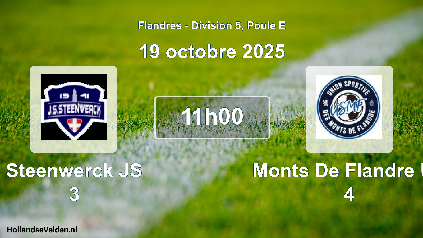 Geplande wedstrijd: Steenwerck JS 3 - Monts De Flandre US 4 (19 oktober 2025)