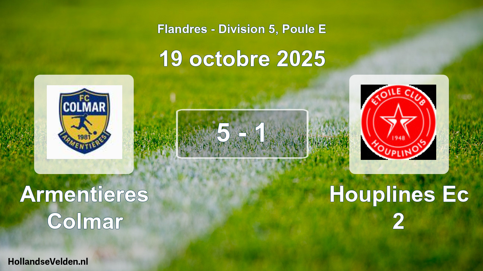 Match joué: Armentieres Colmar - Houplines Ec 2 5 - 1 (19 octobre 2025)