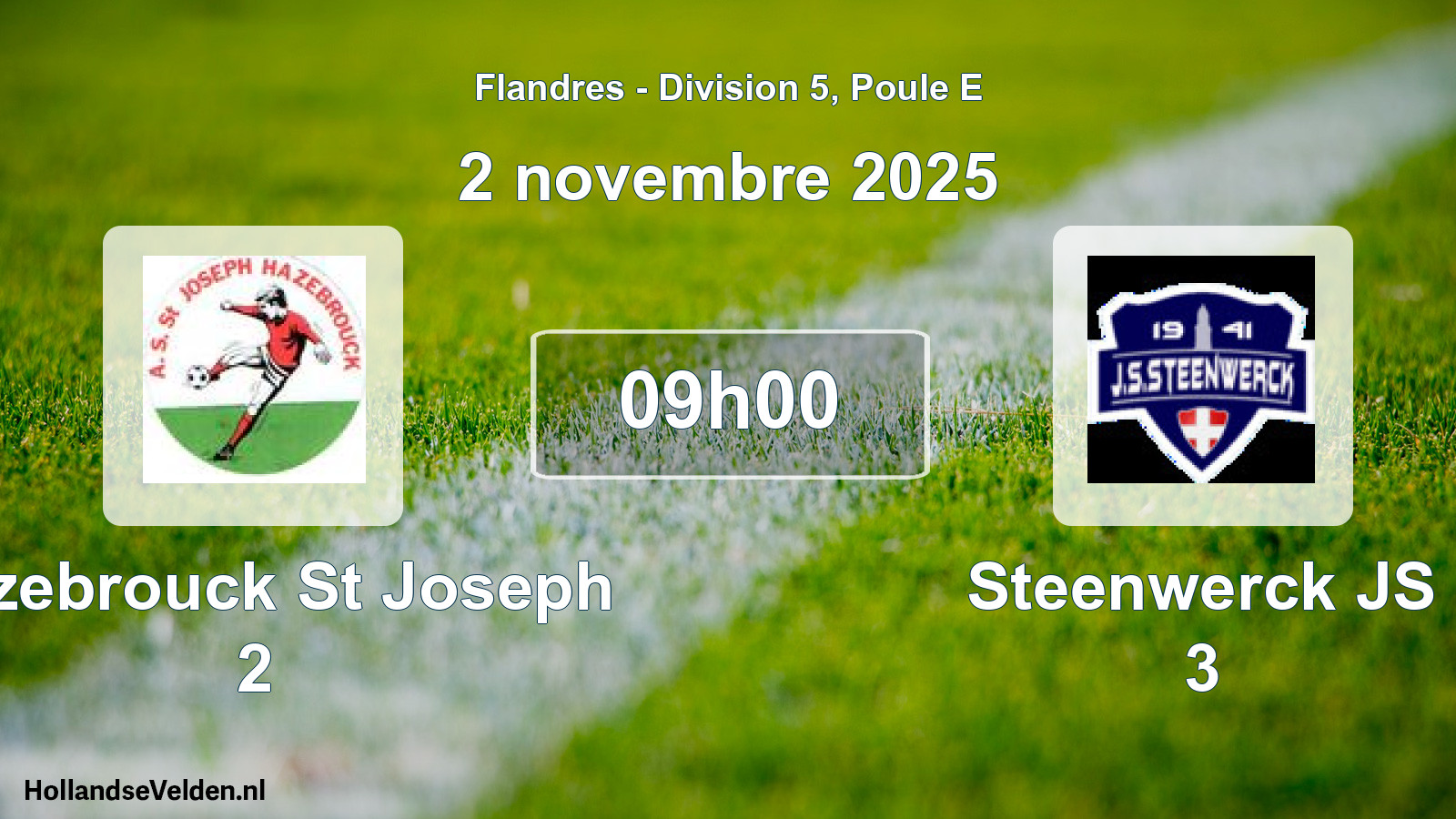 Match programmé: Hazebrouck St Joseph 2 - Steenwerck JS 3 (2 novembre 2025)