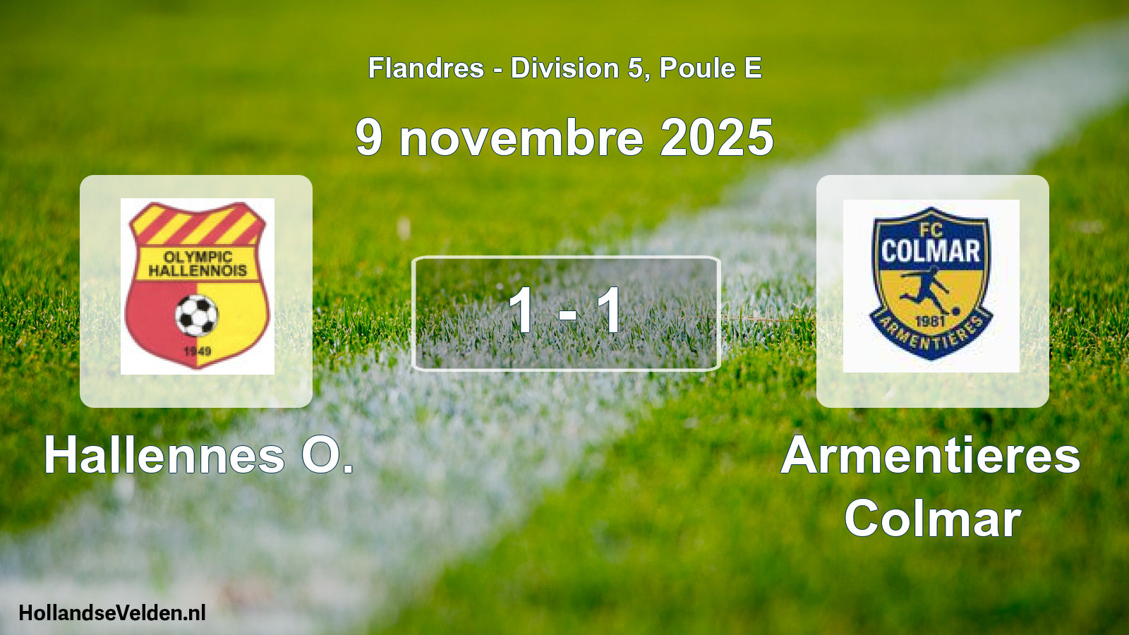Match joué: Hallennes O. - Armentieres Colmar 1 - 1 (9 novembre 2025)