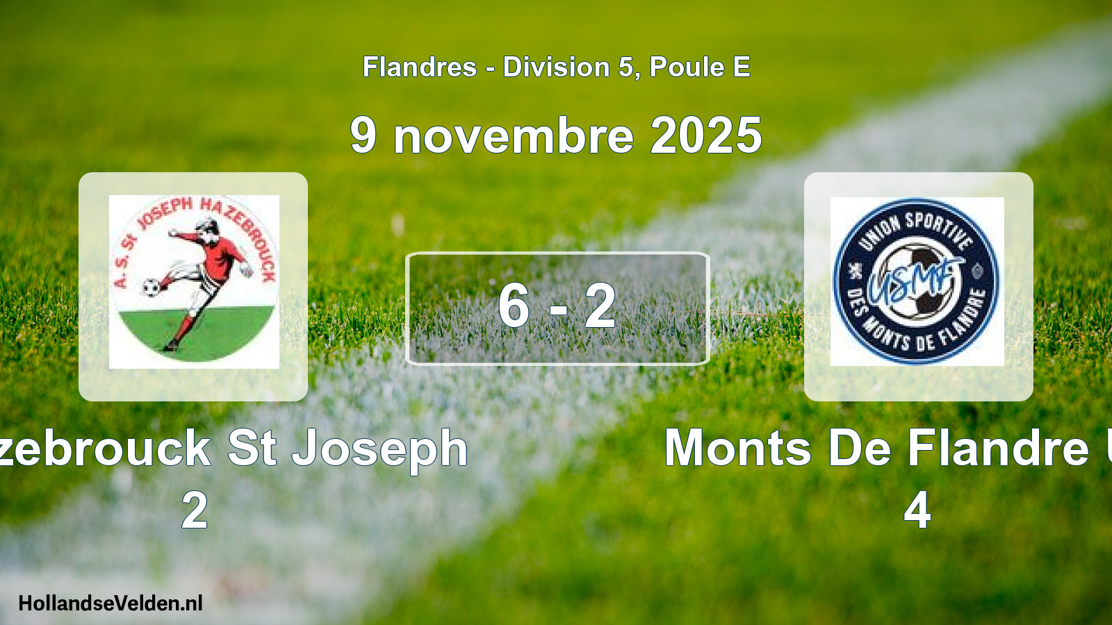 Match joué: Hazebrouck St Joseph 2 - Monts De Flandre US 4 6 - 2 (9 novembre 2025)