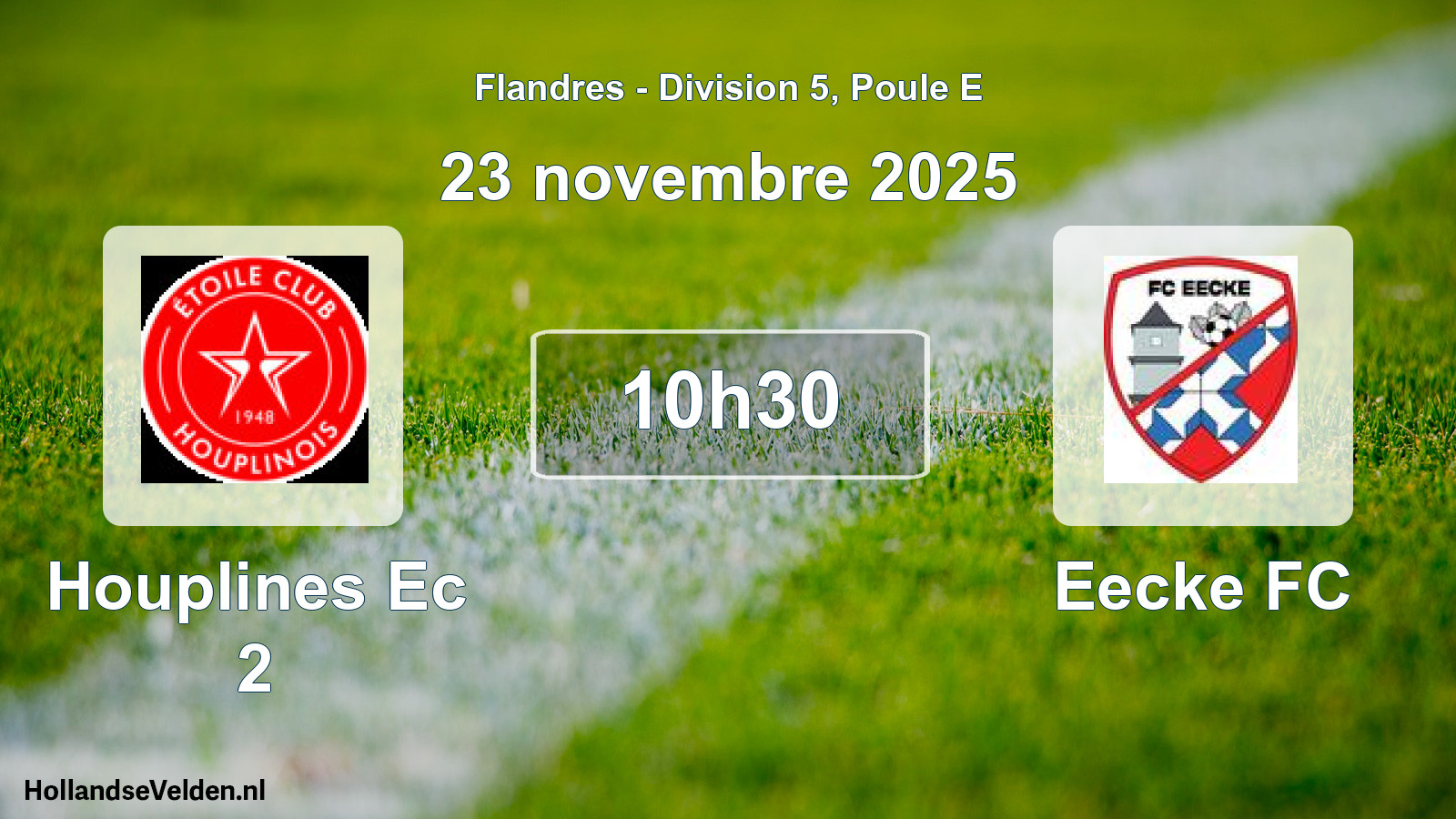 Match programmé: Houplines Ec 2 - Eecke FC (23 novembre 2025)