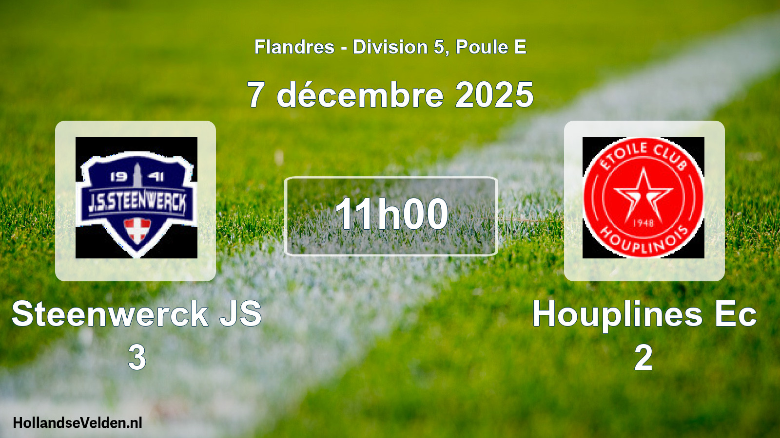 Match programmé: Steenwerck JS 3 - Houplines Ec 2 (7 décembre 2025)