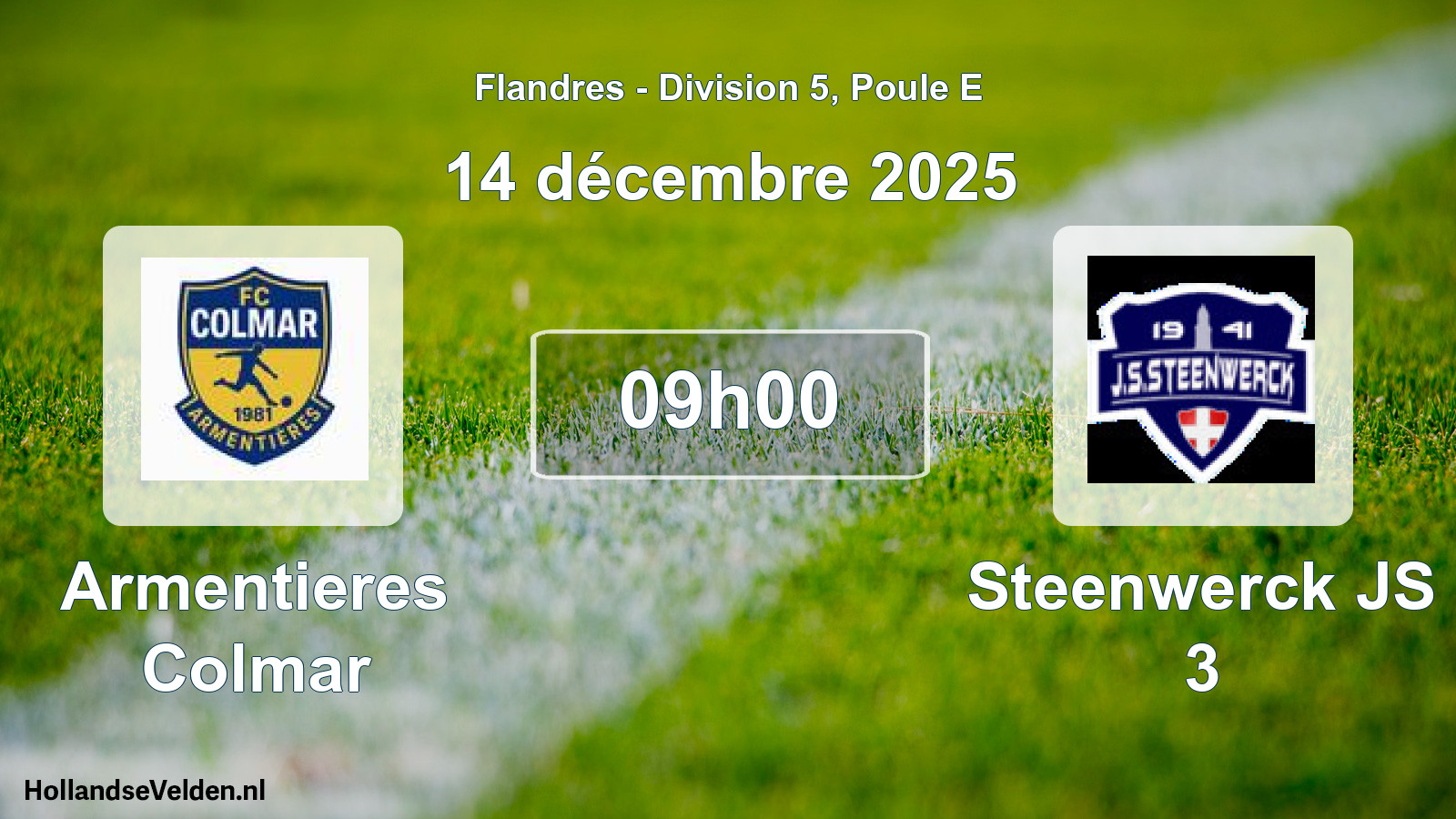 Match programmé: Armentieres Colmar - Steenwerck JS 3 (14 décembre 2025)