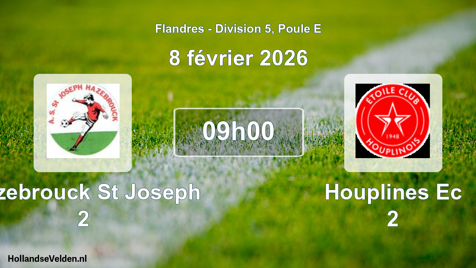 Match programmé: Hazebrouck St Joseph 2 - Houplines Ec 2 (8 février 2026)