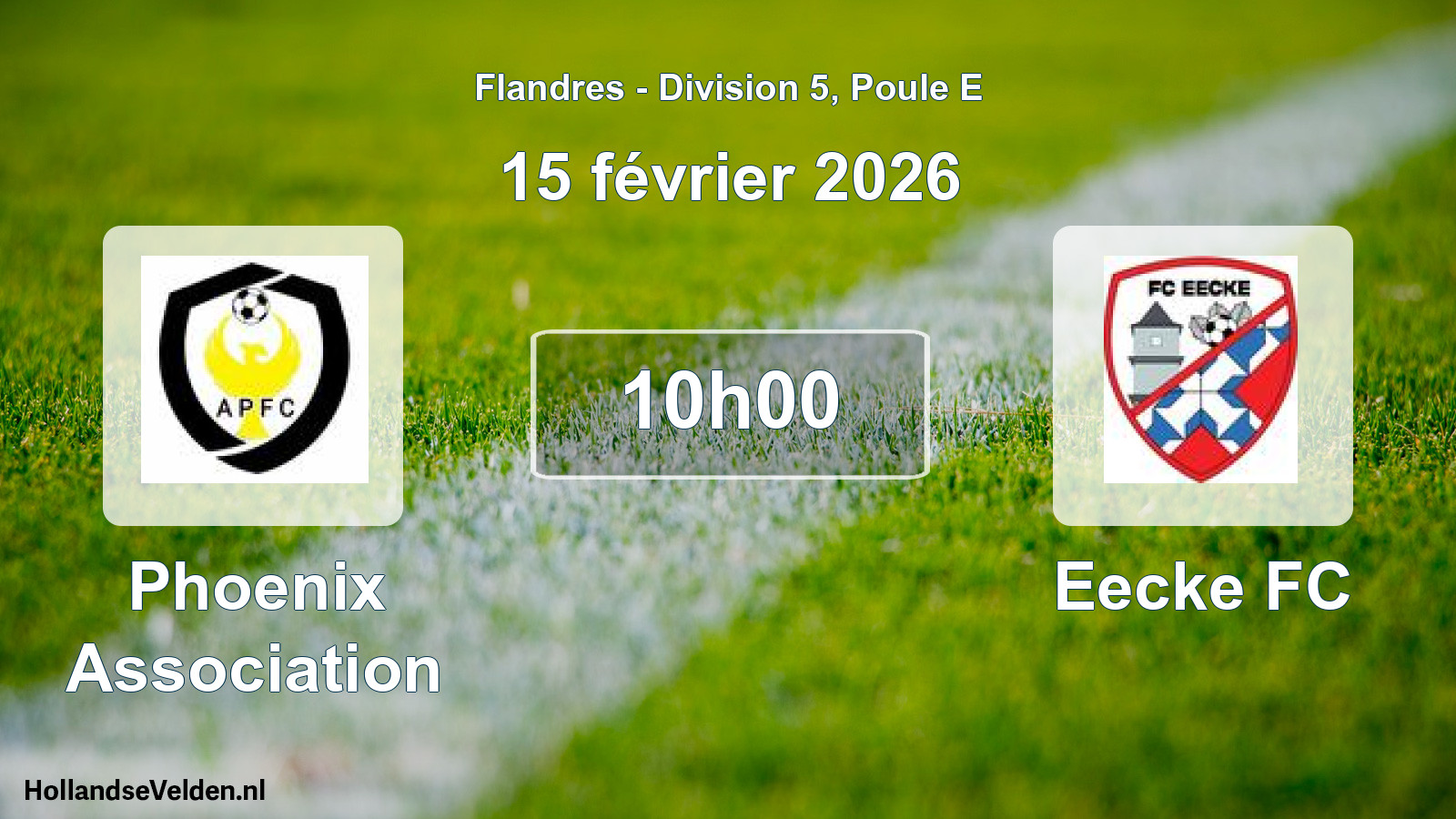 Match programmé: Phoenix Association - Eecke FC (15 février 2026)