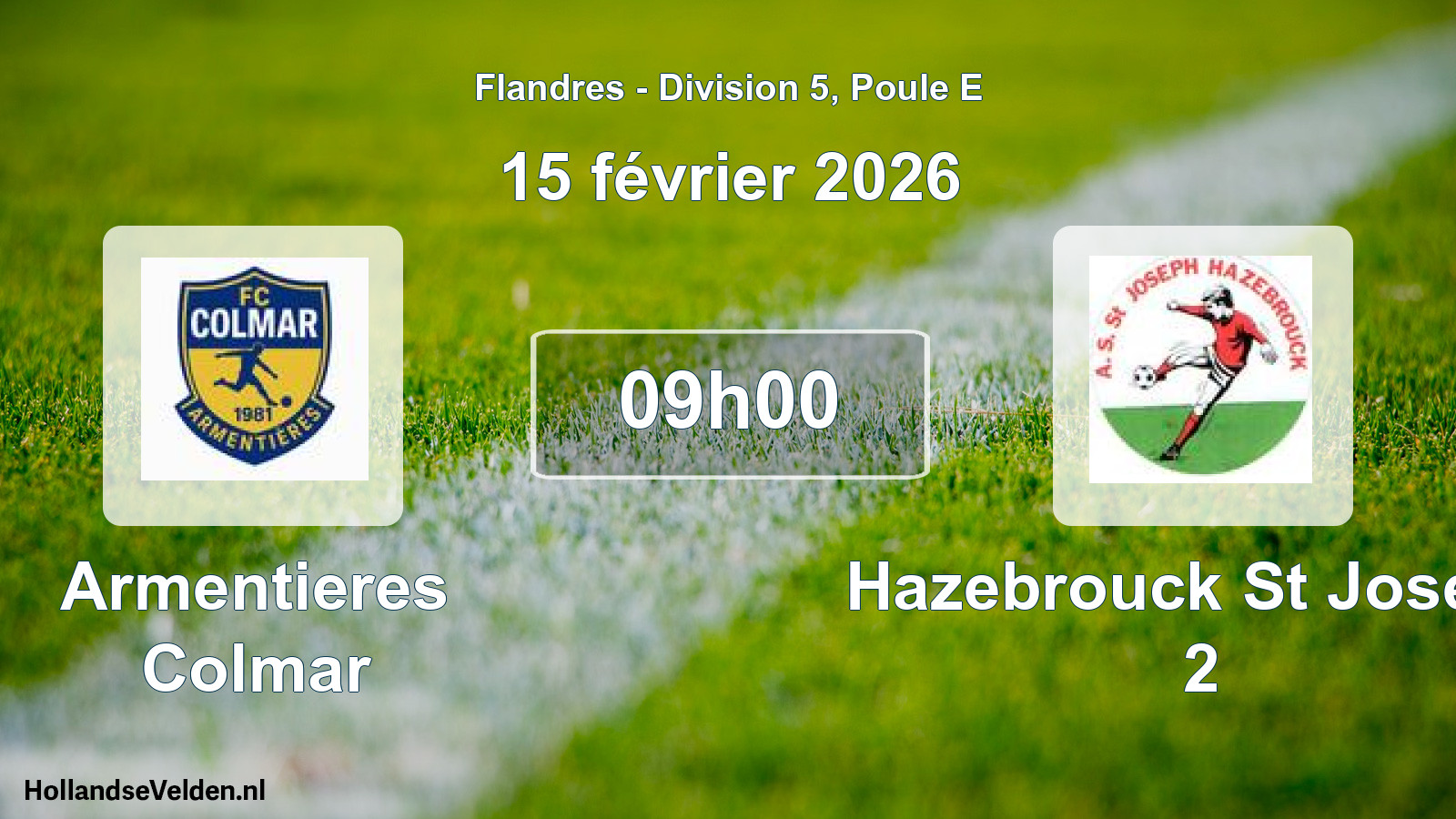 Match programmé: Armentieres Colmar - Hazebrouck St Joseph 2 (15 février 2026)