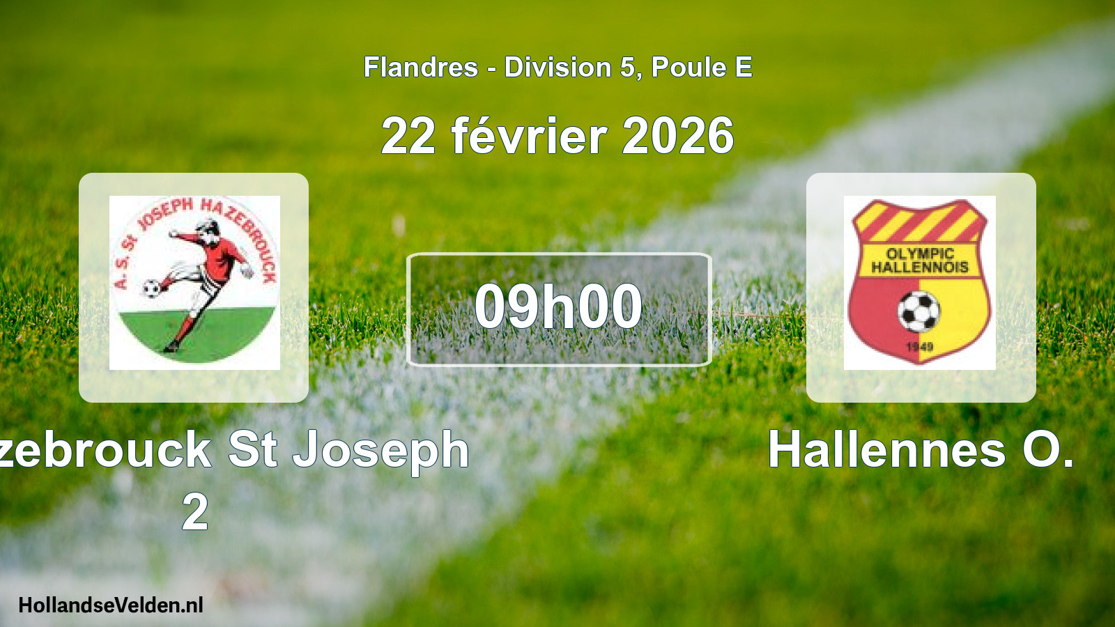 Match programmé: Hazebrouck St Joseph 2 - Hallennes O. (22 février 2026)