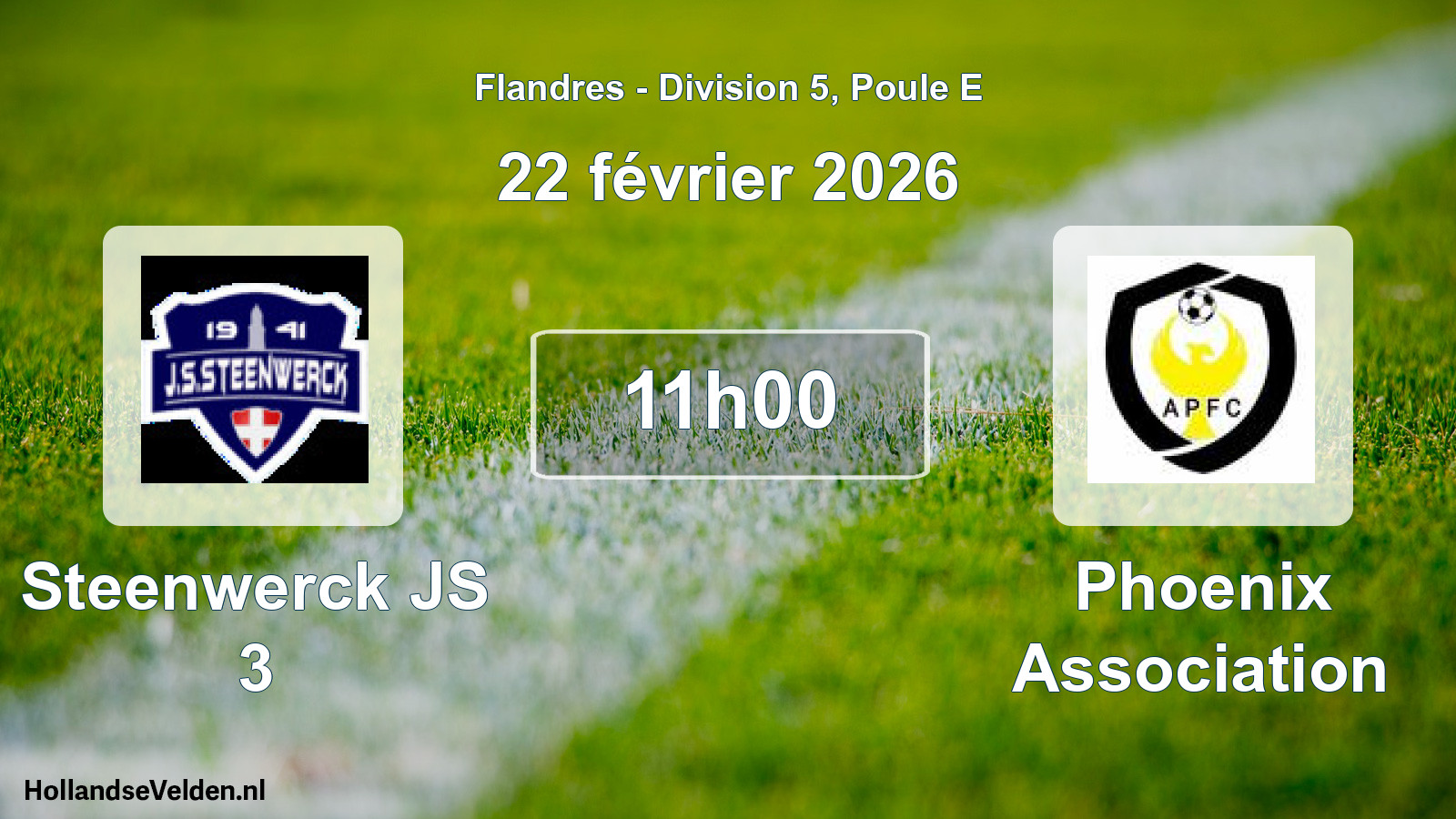Match programmé: Steenwerck JS 3 - Phoenix Association (22 février 2026)