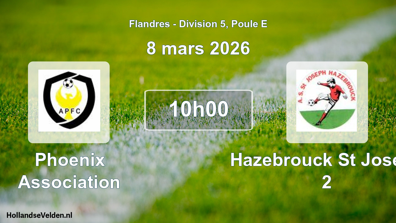 Match programmé: Phoenix Association - Hazebrouck St Joseph 2 (8 mars 2026)